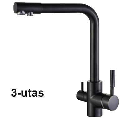 Konyhai csaptelep víztisztítóhoz, 3-utas, Modern dizájn, HAJLÍTOTT, MATT FEKETE Konyhai csaptelep víztisztítóhoz, 3-utas, Modern dizájn, HAJLÍTOTT, MATT FEKETE